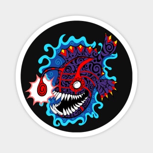 Anglerfish doodle style - Purple and Red Magnet